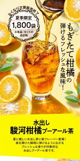 水出し駿河柑橘プーアール茶のLPデザイン（お茶・紅茶・珈琲／イエロー系／かわいい系）スマホ版