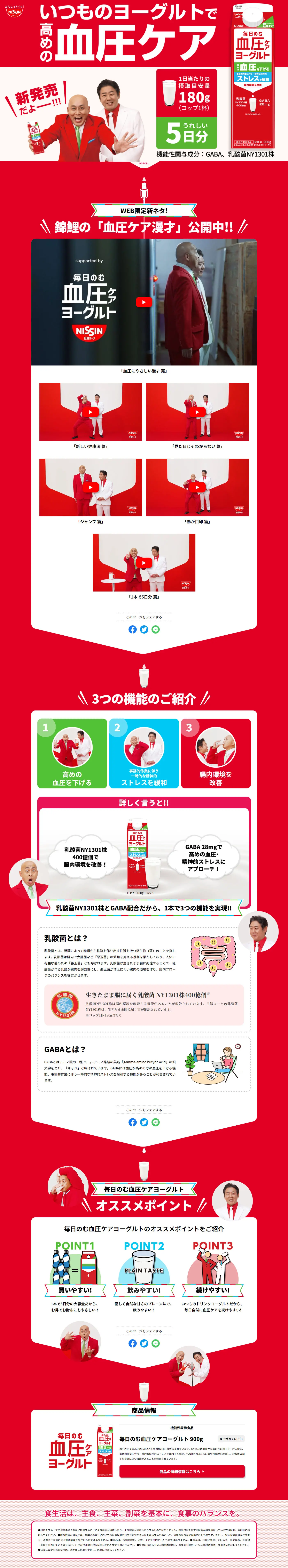 毎日のむ血圧ケアヨーグルトのLPデザイン（健康食品・健康ドリンク・サプリメント／レッド系／にぎやか系）PC版