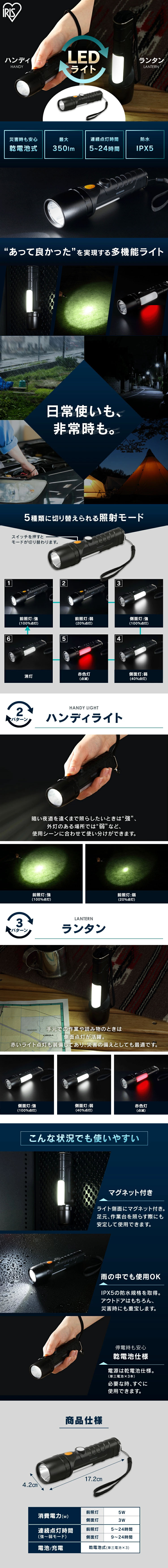 LEDハンディライト LKD-350LのLPデザイン（一般家電／ブルー系／スタイリッシュ系）スマホ版