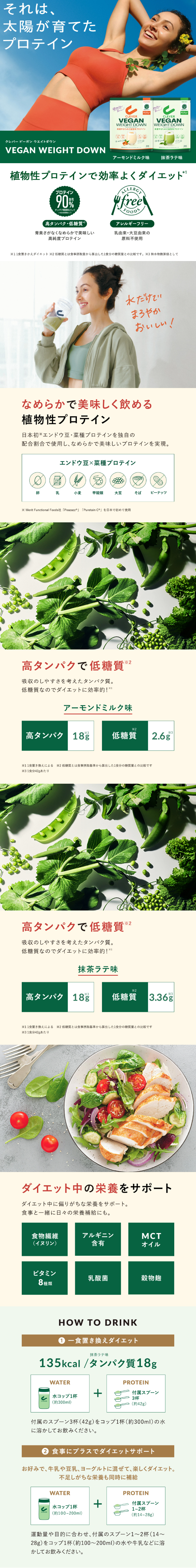 クレバー ビーガン ウエイトダウンのLPデザイン（ダイエットサプリ・ダイエット飲料／グリーン系／信頼・安心系）スマホ版