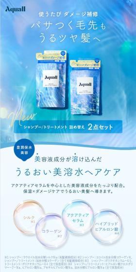 Aquall Moisture Damage Care Shampoo LP design (Skincare, Bodycare, Haircare / Shades of blue / Clean-cut) Mobile version