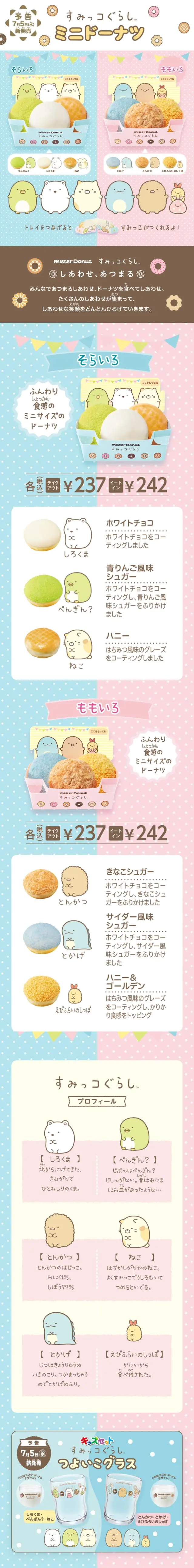 すみっコぐらし ミニドーナツのLPデザイン（洋菓子／ピンク系／マンガ・イラスト系）スマホ版