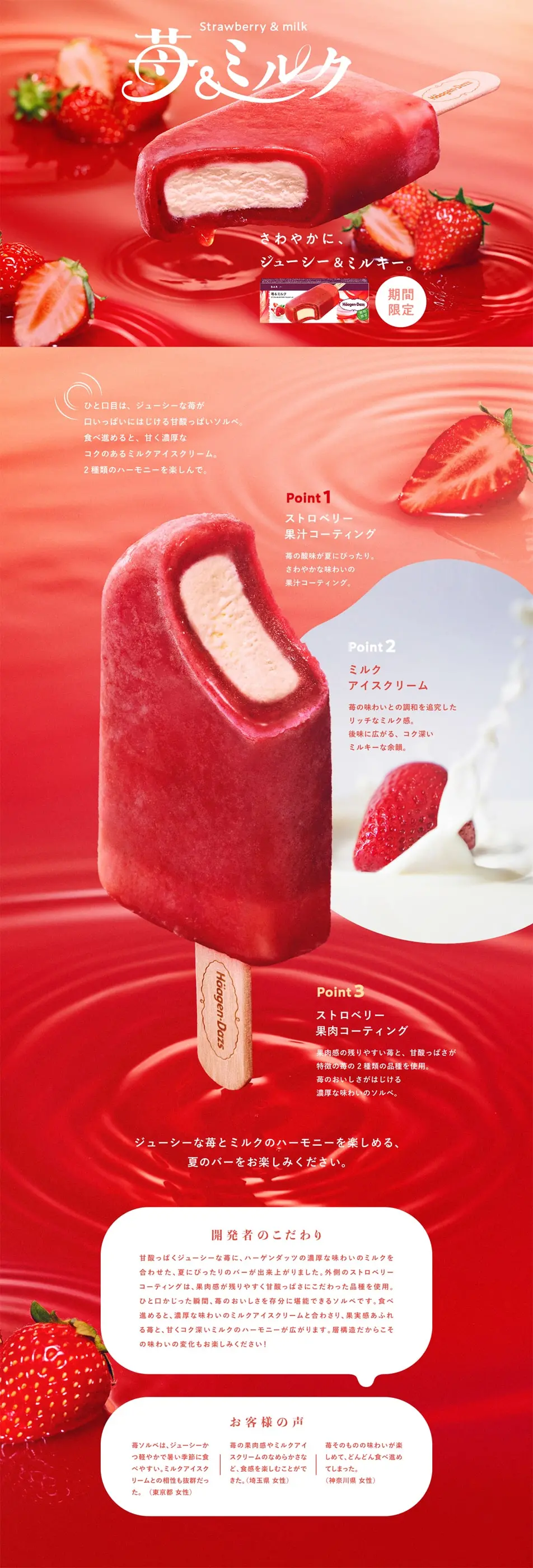 Strawberry & Milk LP design (Western confectionery / Red tones / Refined style) PC version