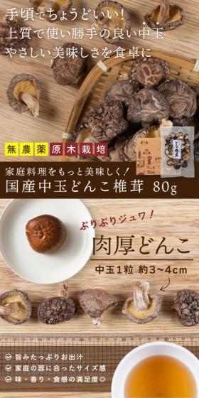 国産中玉どんこ椎茸のLPデザイン（フルーツ・果物・野菜／ブラウン系／ナチュラル系）スマホ版
