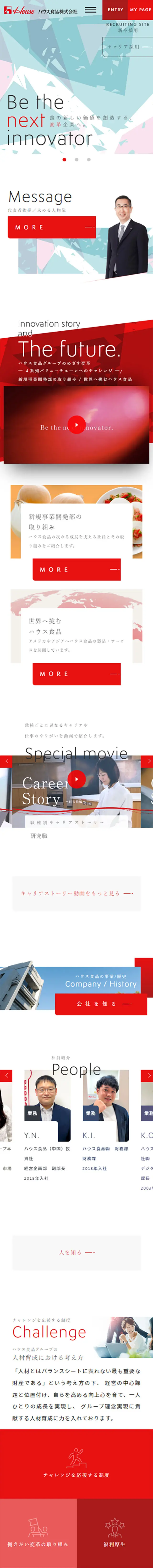 ハウス食品グループ本社株式会社のLPデザイン（新卒採用／グレー系／シンプル系）スマホ版