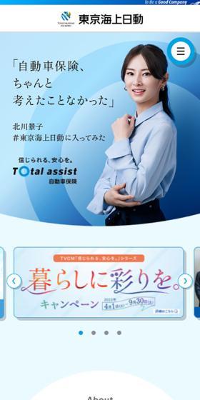Tokio Marine & Nichido Fire Insurance LP design (Insurance, Finance, Credit / Shades of blue / Simple) Mobile version