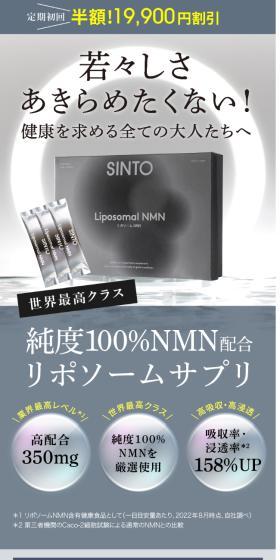 SINTO　リポソームNMNのLPデザイン（健康食品・健康ドリンク・サプリメント／グレー系／信頼・安心系）スマホ版