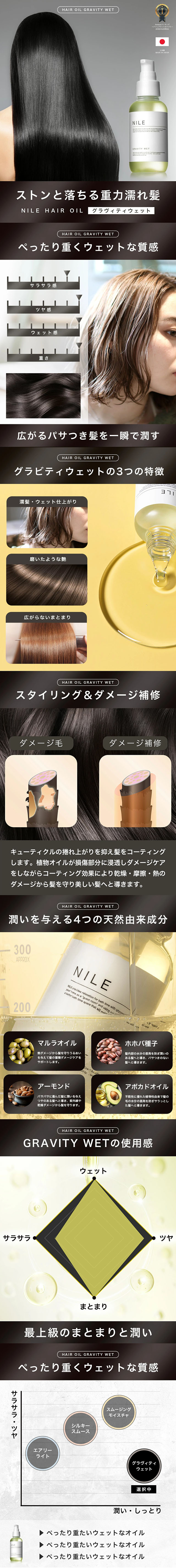 グラビティウェットのLPデザイン（スキンケア・ボディケア・ヘアケア／ゴールド系／シンプル系）スマホ版