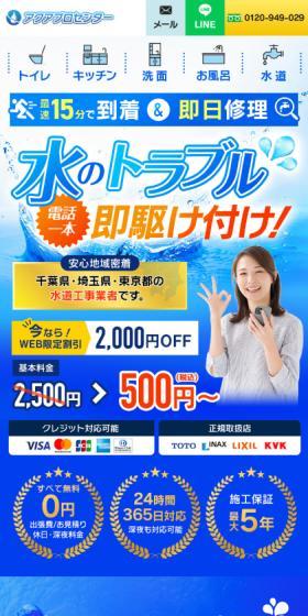 Aqua Pro Center LP design (Businesses, companies, stores / Shades of blue / Lively type) Mobile version