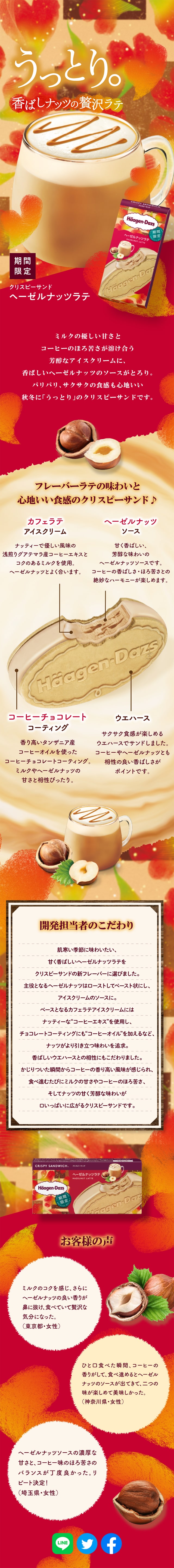 ヘーゼルナッツラテのLPデザイン（洋菓子／オレンジ系／にぎやか系）スマホ版