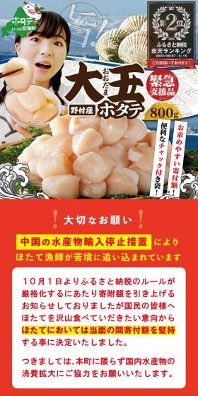 ふるさと納税　ほたて貝柱のLPデザイン（魚介類・海産物／カラフル系／和風系）スマホ版