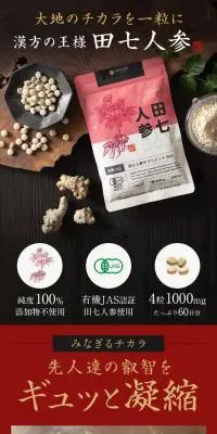 田七人参のLPデザイン（健康食品・健康ドリンク・サプリメント／ブラック系／和風系）スマホ版