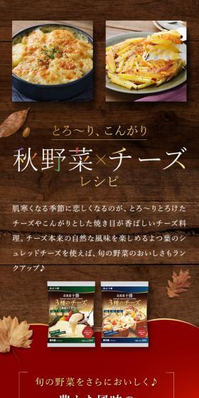 Autumn Vegetable x Cheese Recipes LP design (Prepared foods, dishes, and cuisine / Brown tones / Stylish type) Mobile version