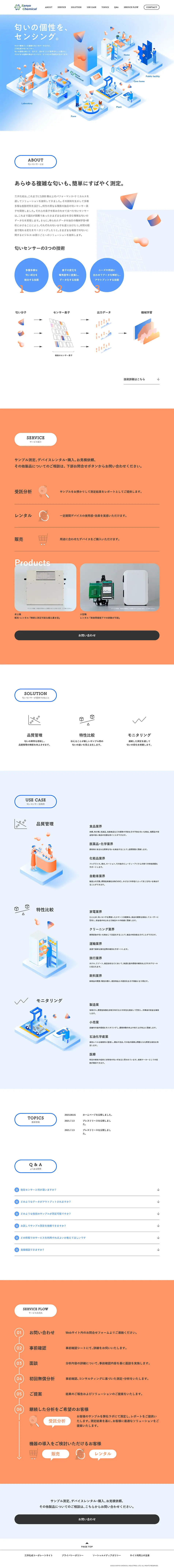 Sanyo Chemical's Odor Sensor LP design (Businesses, companies, stores / White-based / Clean-cut) PC version
