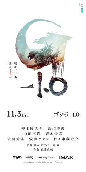 ゴジラ-1.0のLPデザイン（邦画・洋画・海外ドラマ／ホワイト系／シンプル系）スマホ版