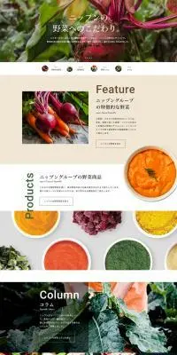 ニップンの野菜へのこだわりのLPデザイン（フルーツ・果物・野菜／カラフル系／かわいい系）PC版