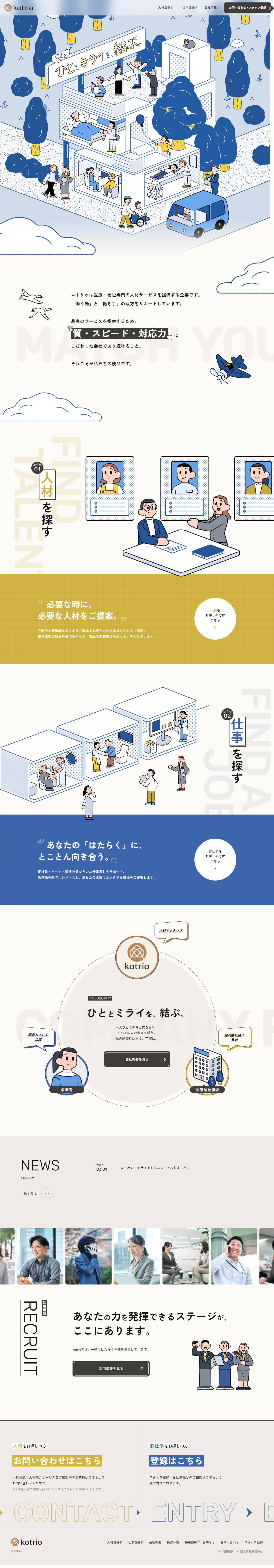 Kotrio Co., Ltd. LP design (Businesses, companies, stores / Shades of blue / Manga) PC version