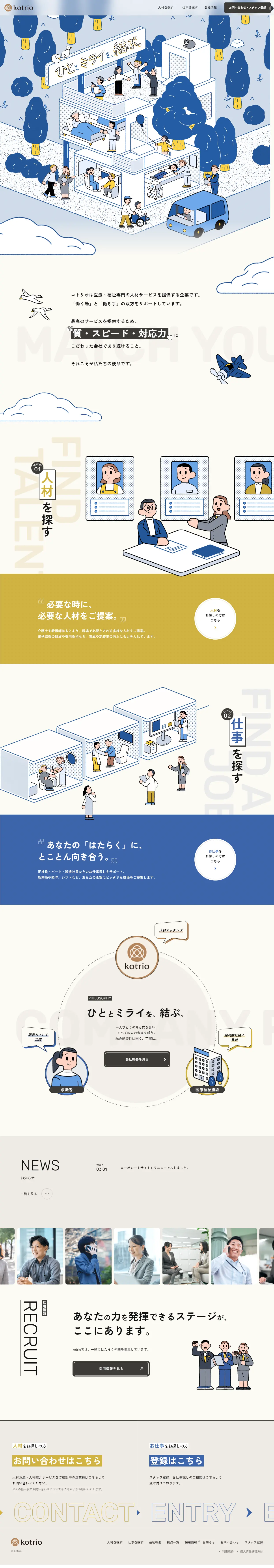 Kotrio Co., Ltd. LP design (Businesses, companies, stores / Shades of blue / Manga) PC version