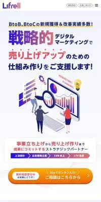 LifrellのLPデザイン（レンタル・代行・アウトソース／パープル系／信頼・安心系）スマホ版