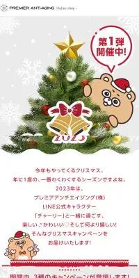 クリスマスキャンペーンのLPデザイン（スキンケア・ボディケア・ヘアケア／グレー系／かわいい系）スマホ版