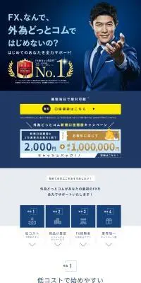 外為どっとコムのLPデザイン（保険・金融・クレジット／ブルー系／信頼・安心系）PC版