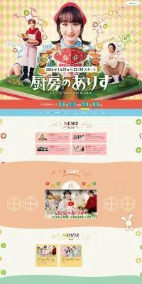 厨房のありすのLPデザイン（邦画・洋画・海外ドラマ／ピンク系／かわいい系）PC版