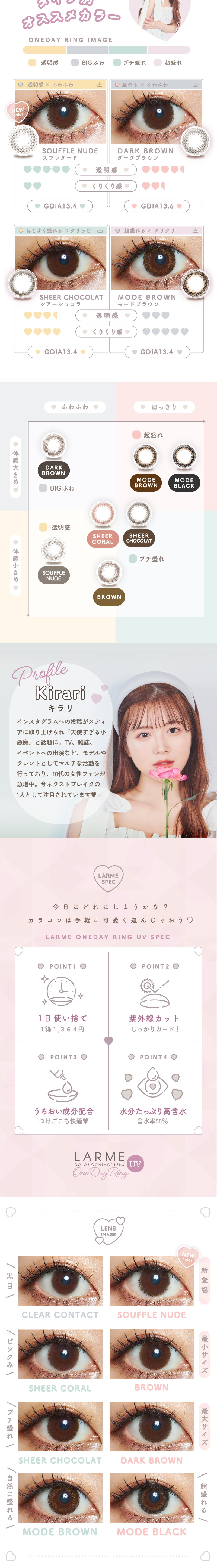 LARME 1day Ring UVのLPデザイン（コスメ・化粧品・コンタクトレンズ／ピンク系／かわいい系）スマホ版