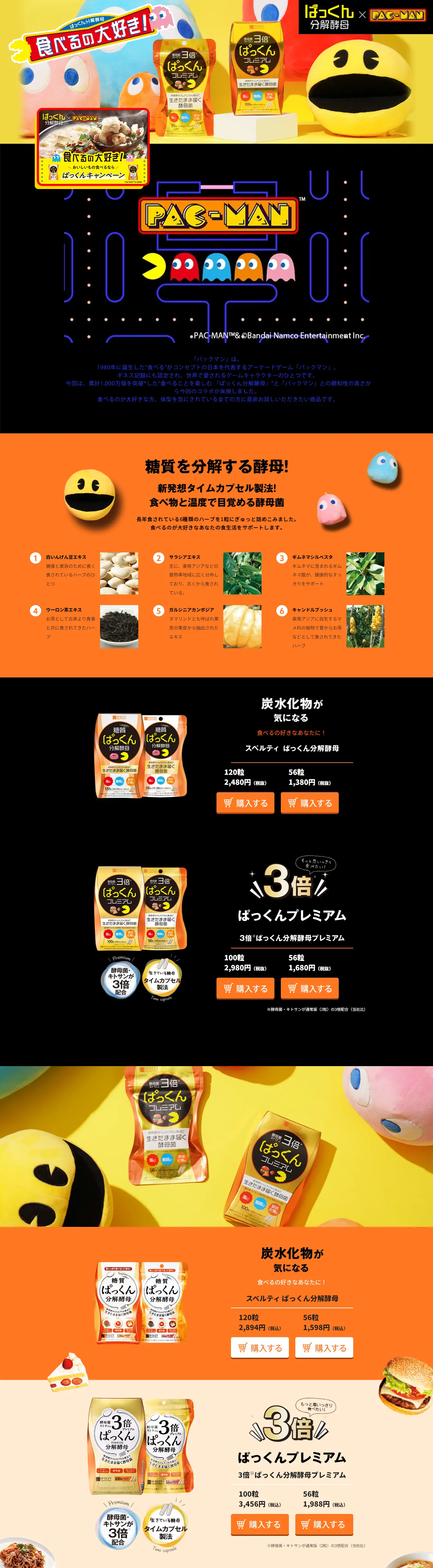 ぱっくん分解酵母のLPデザイン（ダイエットサプリ・ダイエット飲料／オレンジ系／かわいい系）PC版