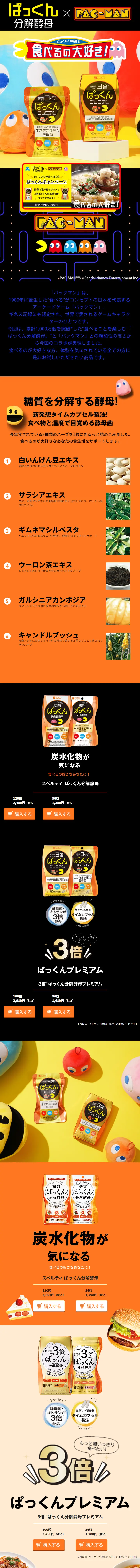 ぱっくん分解酵母のLPデザイン（ダイエットサプリ・ダイエット飲料／オレンジ系／かわいい系）スマホ版