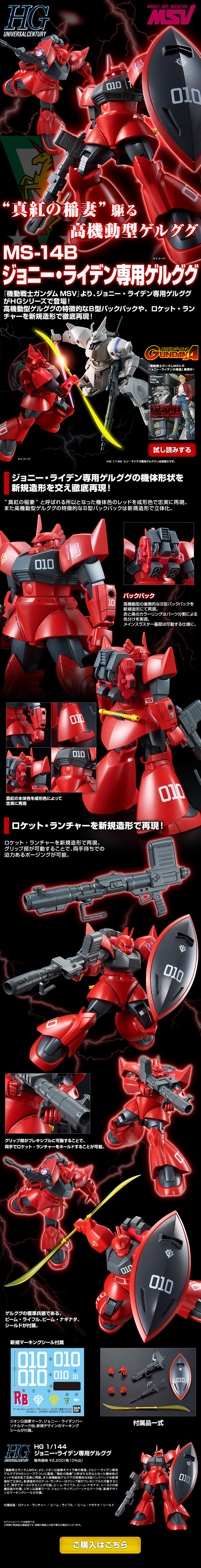 HG 1/144 ジョニー・ライデン専用ゲルググのLPデザイン（玩具・ホビー・フィギュア／ブラック（黒色）系／かっこいい系）