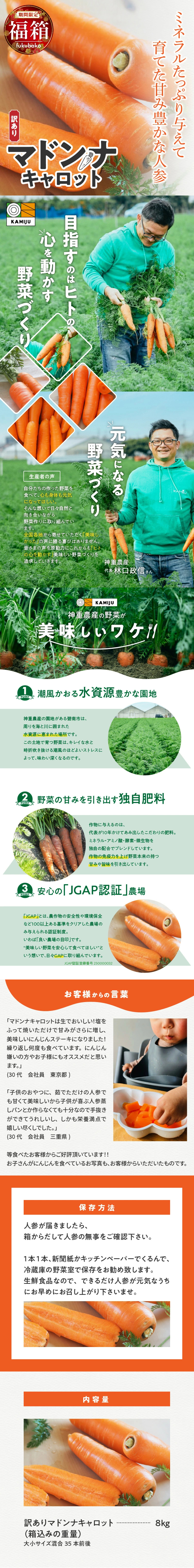 訳ありマドンナキャロットのLPデザイン（フルーツ・果物・野菜／オレンジ系／スタイリッシュ系）スマホ版