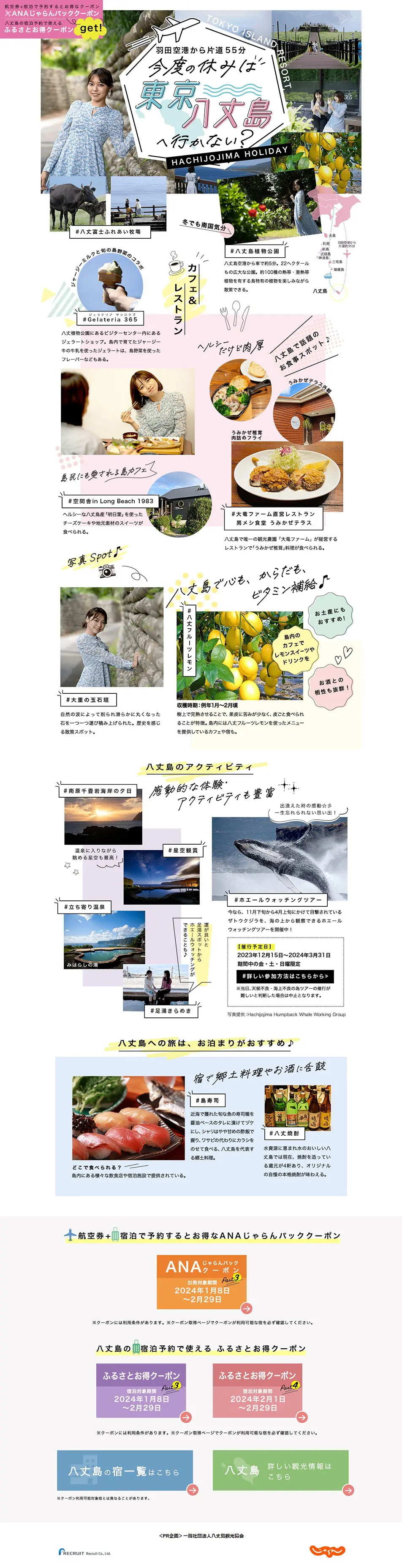 Hachijojima Tourism LP design (Businesses, companies, stores / Multi-color type / Cute style) PC version