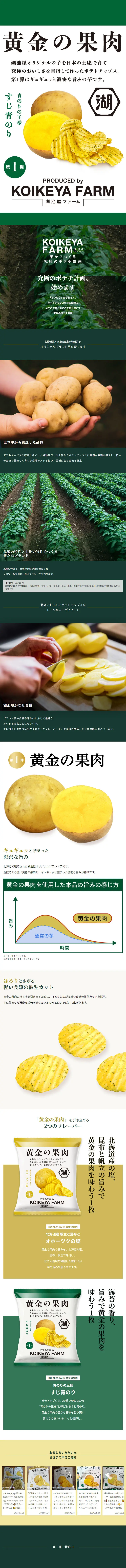 KOIKEYAFARM LP design (Snack foods, gum, and candy / Green tones / Stylish type) Mobile version