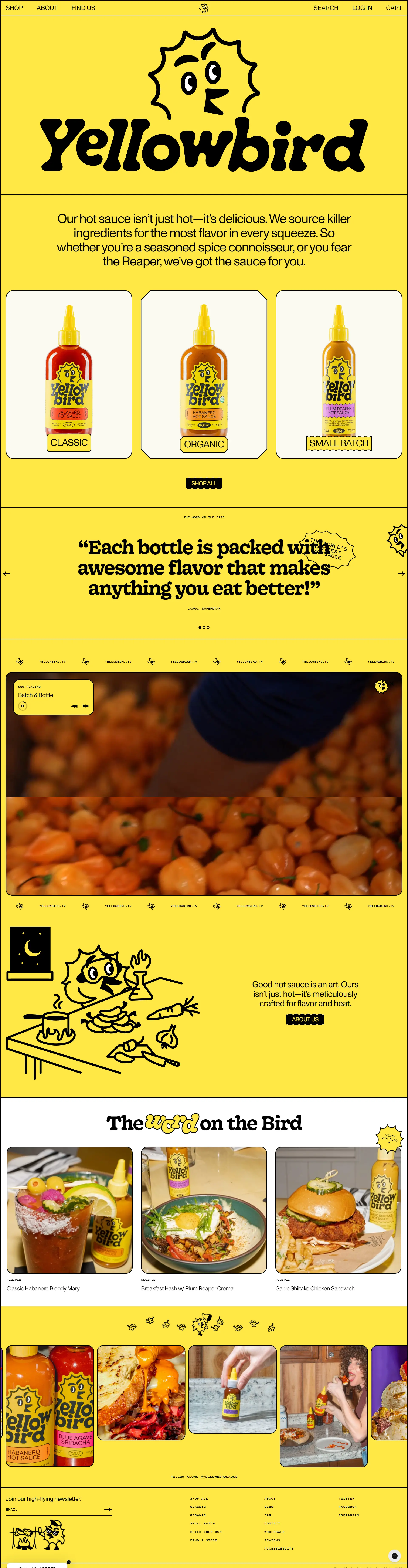 yellowbirdfoodのLPデザイン（調味料・甘味料・ダシ・スープ／イエロー系／かわいい系）PC版