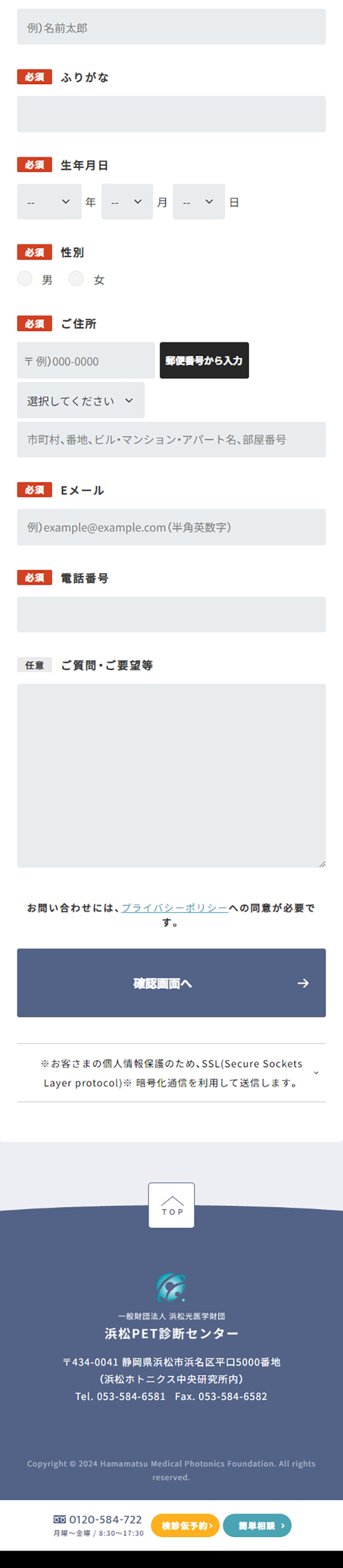 Hamamatsu PET Diagnostic Center LP design (Hospital, Chiropractic, Massage / Shades of blue / Simple) Mobile version