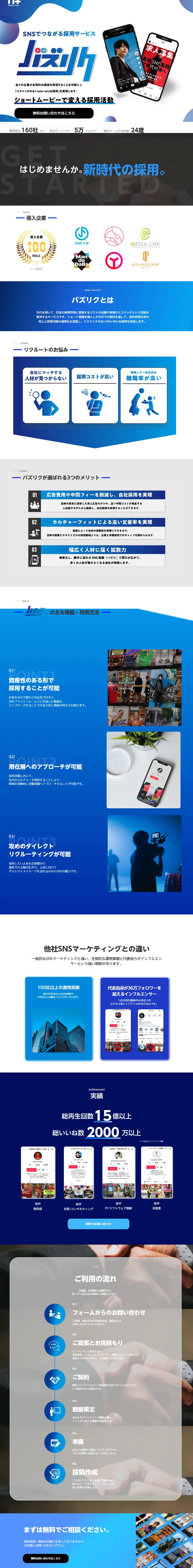 BuzzRiku LP design (Rental, Contracting, and Outsourcing / Shades of blue / Trust and Safety) PC version