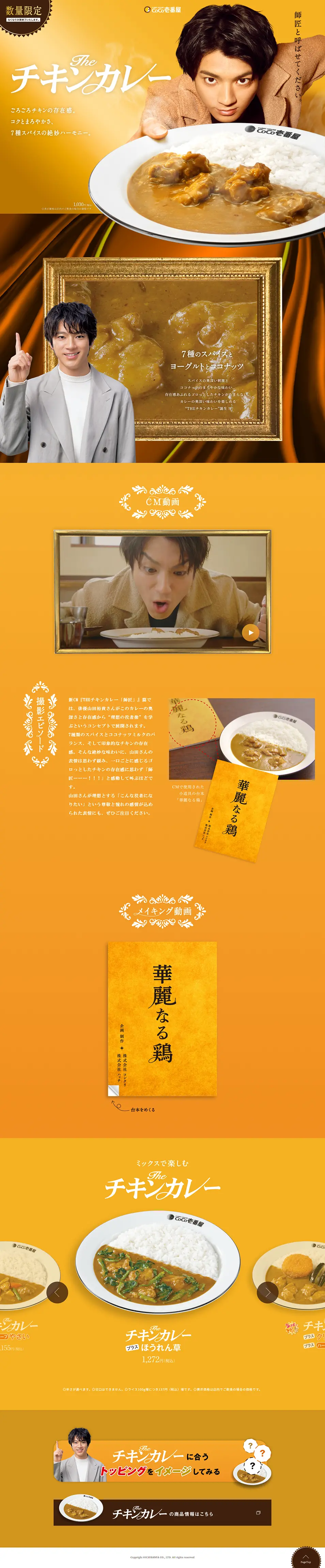 THEチキンカレーのLPデザイン（惣菜・おかず・料理／イエロー系／高級・セレブ系）PC版