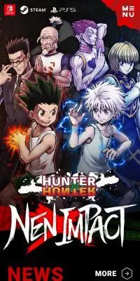 HUNTER×HUNTER NEN×IMPACTのLPデザイン（ゲームソフト・機器／ブラック系／マンガ・イラスト系）スマホ版