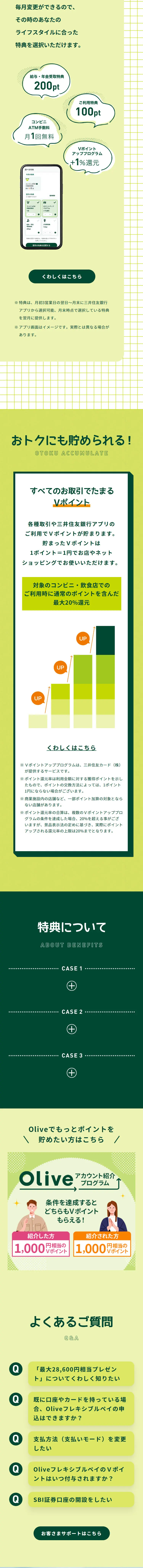 OliveキャンペーンのLPデザイン（イベント・キャンペーン・体験／グリーン系／スタイリッシュ系）スマホ版