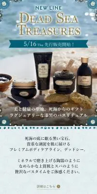 DEAD SEA TREASURESのLPデザイン（スキンケア・ボディケア・ヘアケア／ブルー系／シンプル系）スマホ版