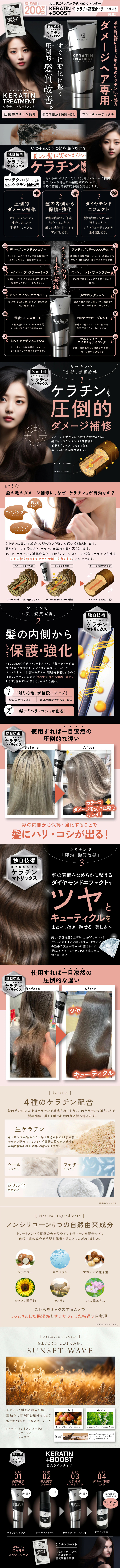KYOGOKU ケラチントリートメントのLPデザイン（スキンケア・ボディケア・ヘアケア／ブラック系／スタイリッシュ系）スマホ版