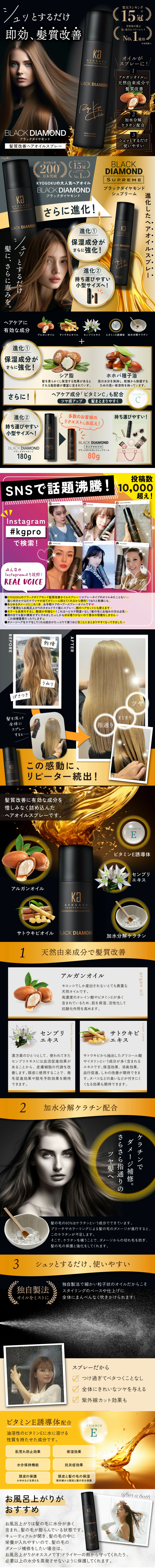 KYOGOKU ブラックダイヤモンドのLPデザイン（スキンケア・ボディケア・ヘアケア／ブラック系／高級・セレブ系）スマホ版
