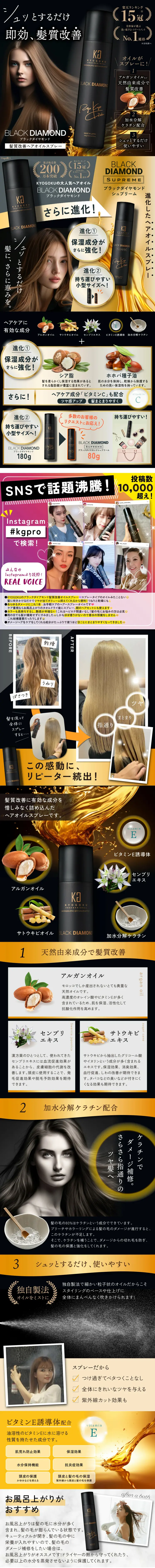 KYOGOKU ブラックダイヤモンドのLPデザイン（スキンケア・ボディケア・ヘアケア／ブラック系／高級・セレブ系）スマホ版