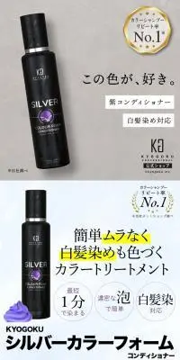 KYOGOKU シルバーカラーフォームコンディショナーのLPデザイン（スキンケア・ボディケア・ヘアケア／グレー系／スタイリッシュ系）スマホ版