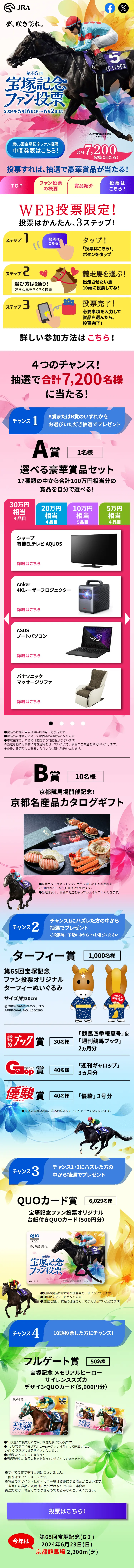 第65回宝塚記念ファン投票のLPデザイン（イベント・キャンペーン・体験／カラフル系／スタイリッシュ系）スマホ版