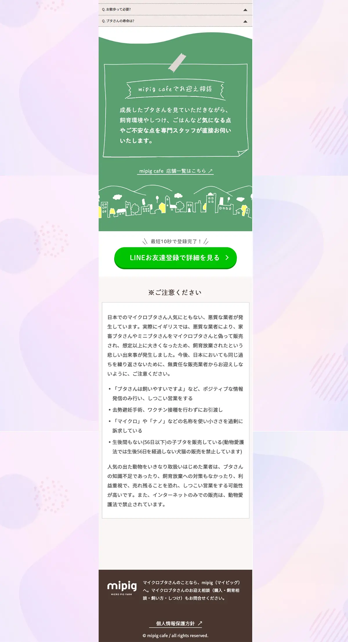 マイクロブタのLPデザイン（ペットフード ・ ペット用品／ピンク系／かわいい系）PC版
