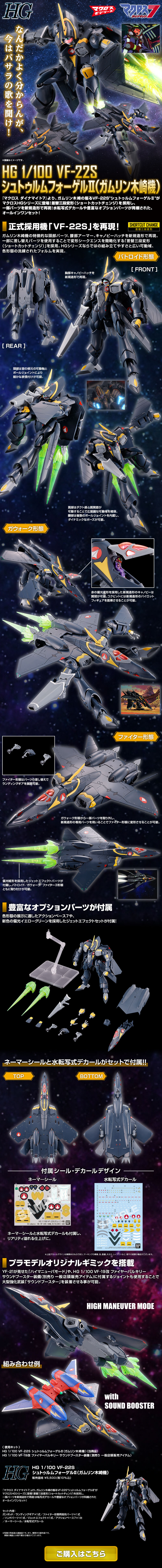 ＨＧ 1/100 ＶＦ－２２Ｓ シュトゥルムフォーゲルＩＩ(ガムリン木崎機)のLPデザイン（玩具・ホビー・フィギュア／ブラック系／かっこいい系）スマホ版