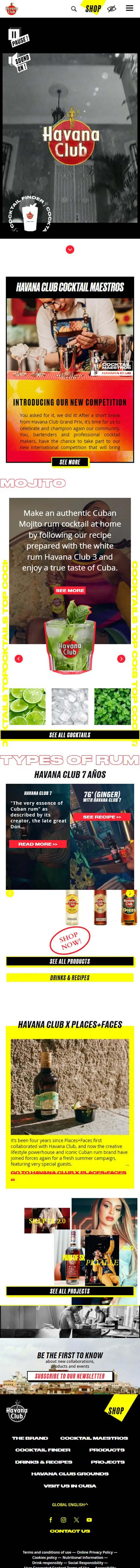 Havana ClubのLPデザイン（その他のお酒／イエロー系／かっこいい系）スマホ版