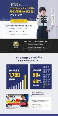 ウィルゲートM&AのLPデザイン（レンタル・代行・アウトソース／ブルー系／スタイリッシュ系）PC版