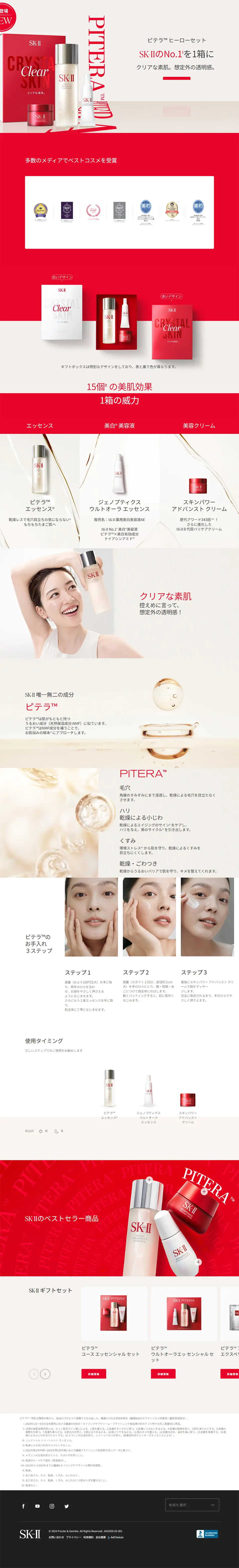 Pitera™ Hero Set LP design (Skincare, Bodycare, Haircare / Red tones / Simple) PC version